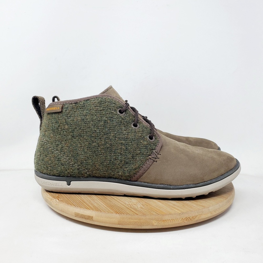 Merrell Boots Womens 7 Brown Green Leather Lace Up Ankle‎ Minimalist Shoes